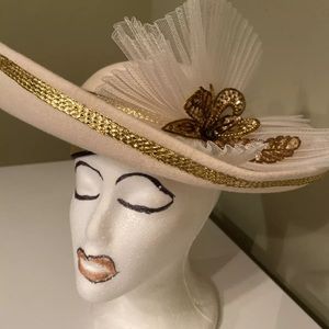 Deborah of N Y Ivory Wool Dress / Church Hat